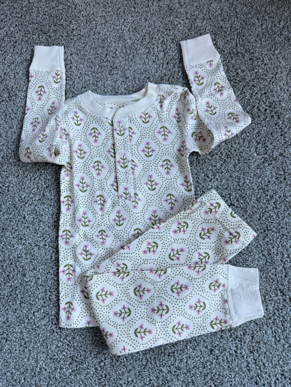 HANNA ANDERSSON Pajama shirt & pants set, Size 3T, Beige with floral design NWT